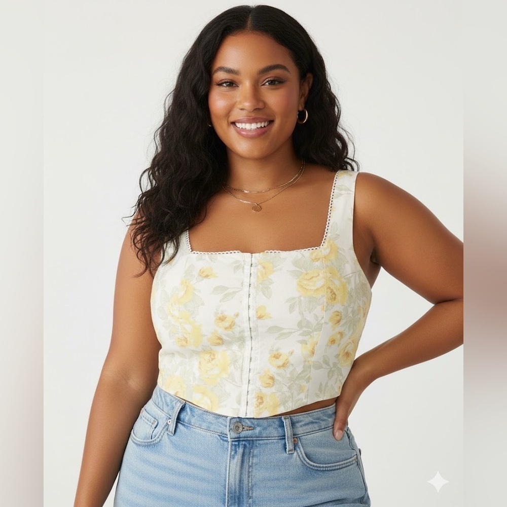Monteau Yellow Floral Crop Top